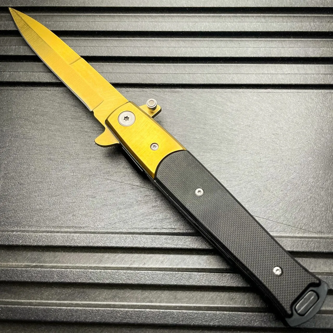 8.5" Italian Milano Stiletto Tactical Spring Assisted Open Pocket Knife Blade
