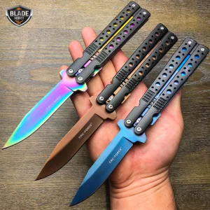 8.5" TAC FORCE Spring Assisted Open Folding Butterfly Style Pocket Knife Blade