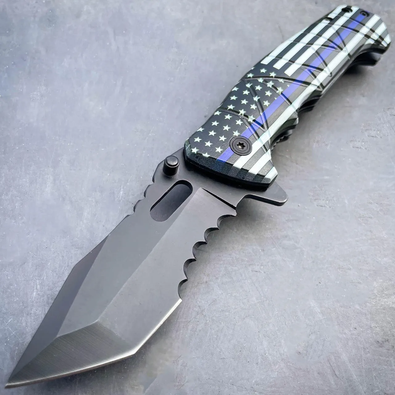 8" Military Spring Assisted Open Folding Pocket Knife