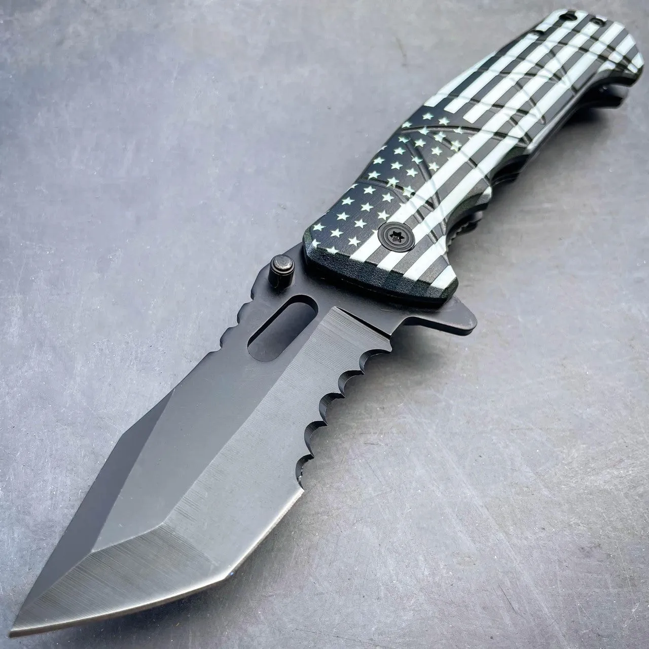 8" Military Spring Assisted Open Folding Pocket Knife