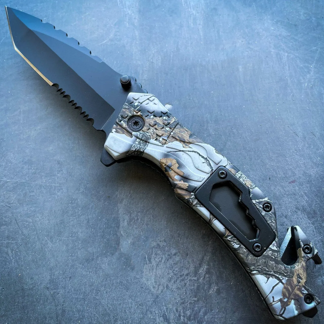 8" Military Tactical Spring Assisted Rescue Multi Tool Pocket OPEN Folding Knife