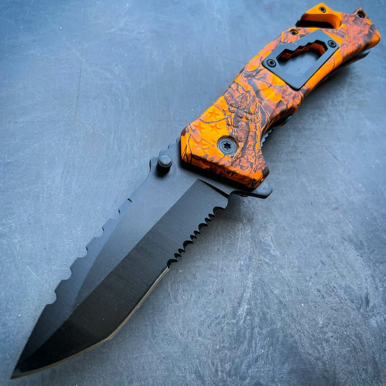 8" Military Tactical Spring Assisted Rescue Multi Tool Pocket OPEN Folding Knife