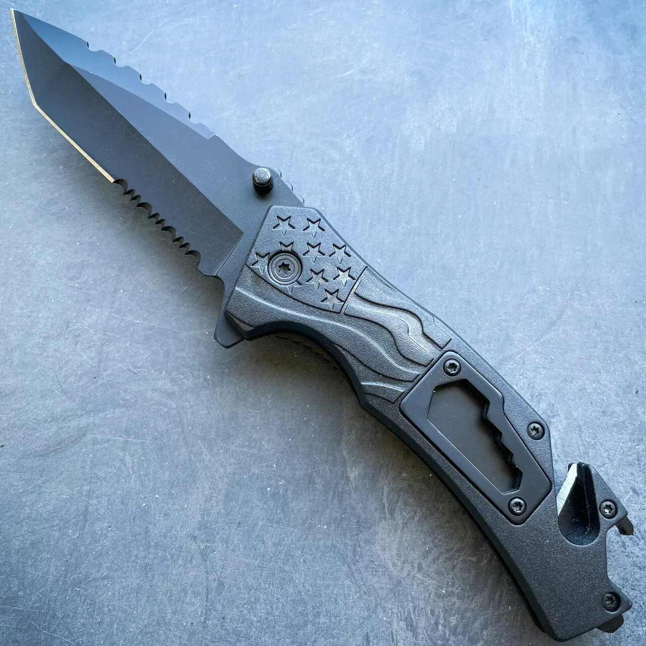 8" Military Tactical Spring Assisted Rescue Multi Tool Pocket OPEN Folding Knife