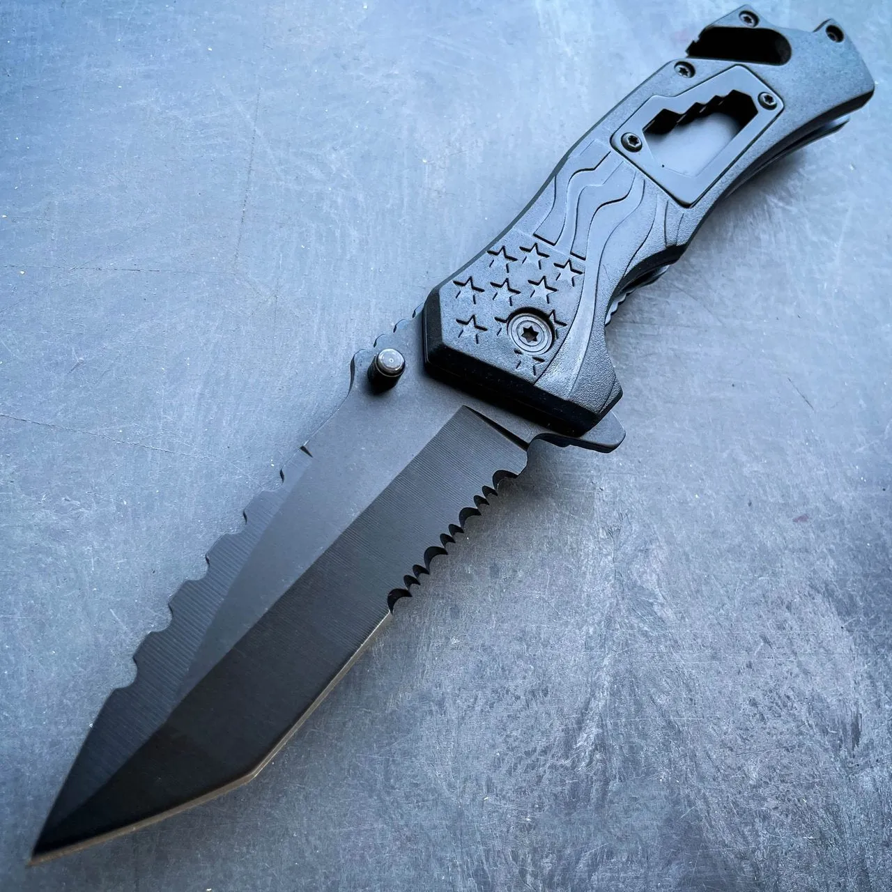 8" Military Tactical Spring Assisted Rescue Multi Tool Pocket OPEN Folding Knife