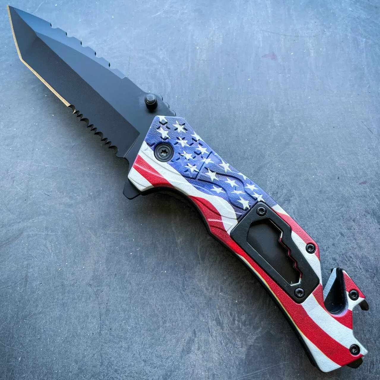 8" Military Tactical Spring Assisted Rescue Multi Tool Pocket OPEN Folding Knife