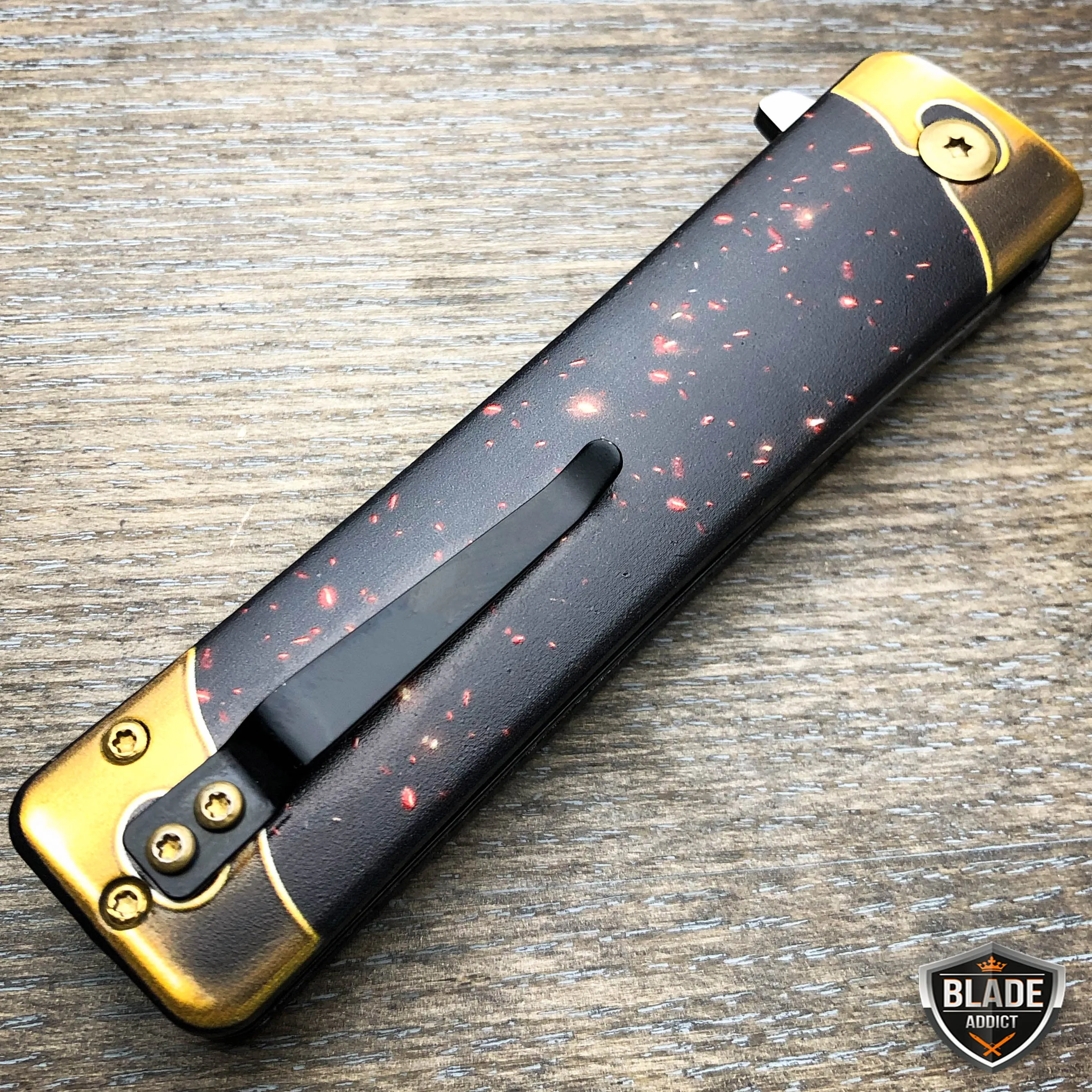 8" Tanto Japanese Style Katana Dragon Heron Bird Spring Assisted Pocket Knife