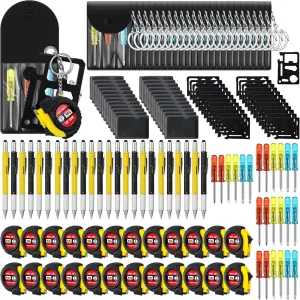 96 Pcs Mini Tape Screwdriver Keychain Set Fathers Gifts Employee Coworkers Men Gifts Bulk Adult Party Favors Measuring Keychains Multitool Pen Card Tool for Men Dad (Yellow,Black)