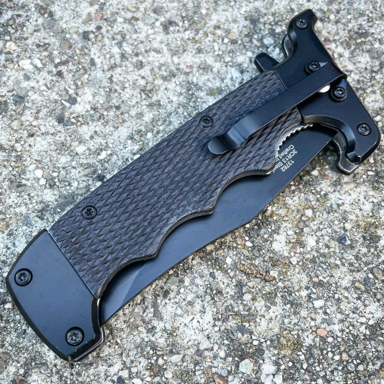 9" Bone Edge Hunting Spring Assisted Open Folding Pocket Knife Bowie Style NEW