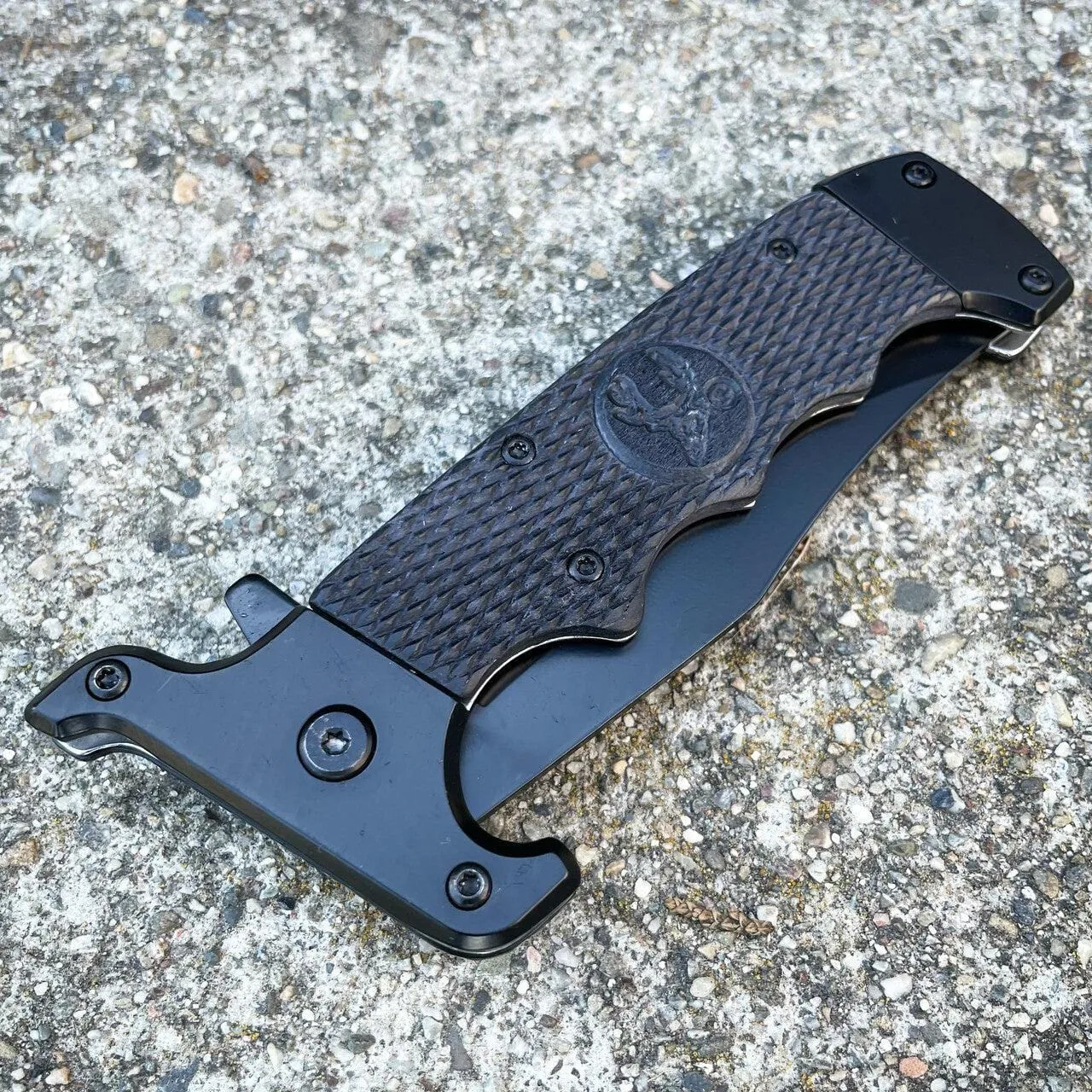 9" Bone Edge Hunting Spring Assisted Open Folding Pocket Knife Bowie Style NEW