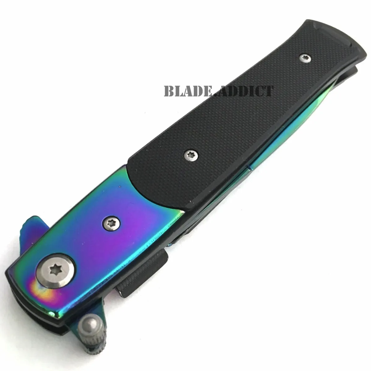 9" Italian TITANIUM Stiletto Tactical Spring Assisted Open Pocket Knife EDC