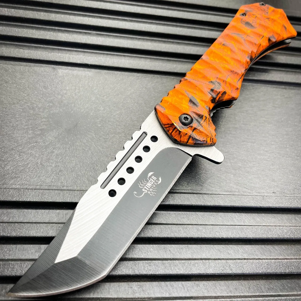 9" STINGER Tactical Tanto Survival Spring Assisted Open Folding Pocket Knife