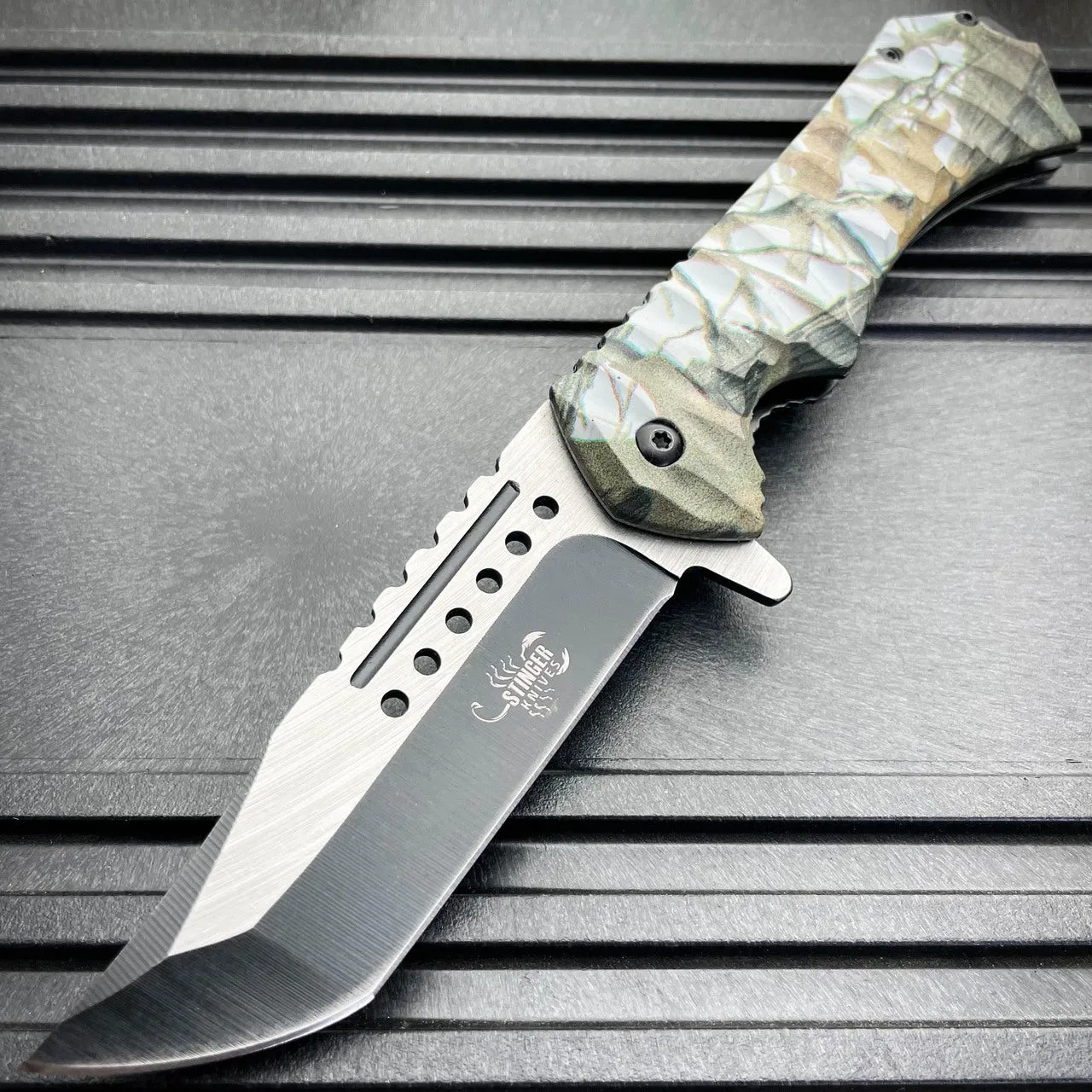 9" STINGER Tactical Tanto Survival Spring Assisted Open Folding Pocket Knife