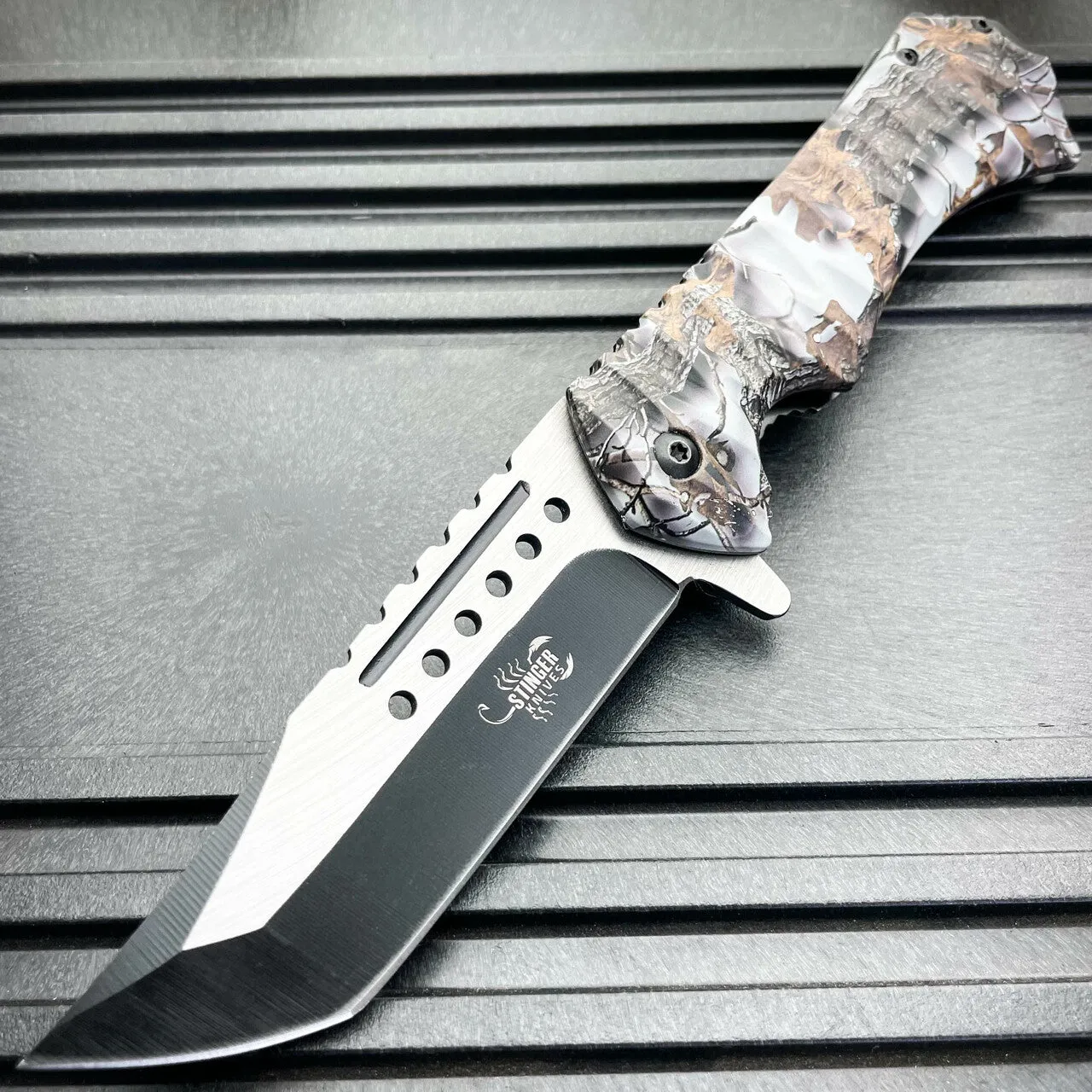 9" STINGER Tactical Tanto Survival Spring Assisted Open Folding Pocket Knife