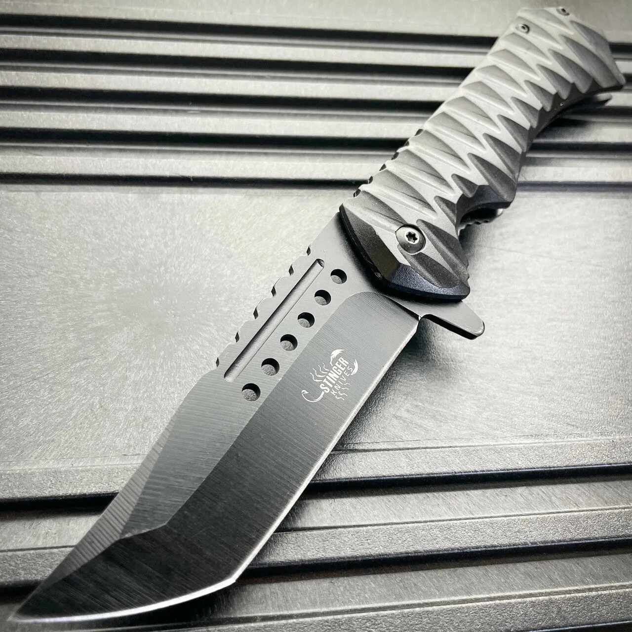 9" STINGER Tactical Tanto Survival Spring Assisted Open Folding Pocket Knife