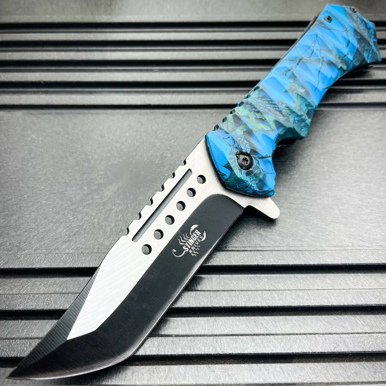 9" STINGER Tactical Tanto Survival Spring Assisted Open Folding Pocket Knife
