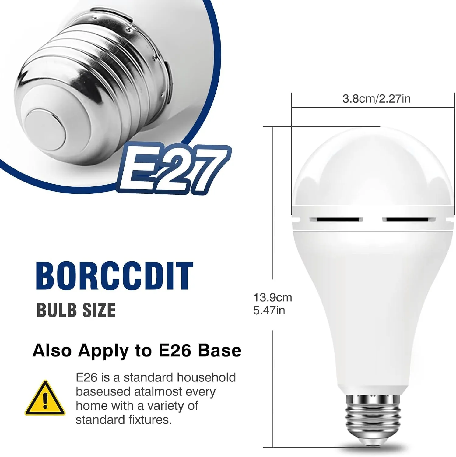 A21 6PK Emergency-Rechargeable-Light-Bulb, Keep Lighting During Power Outage, 12W 6500K LED 65W Equivalent Light Bulbs, 1200 mAh Battery Backup Light Bulbs for Home Power Failure