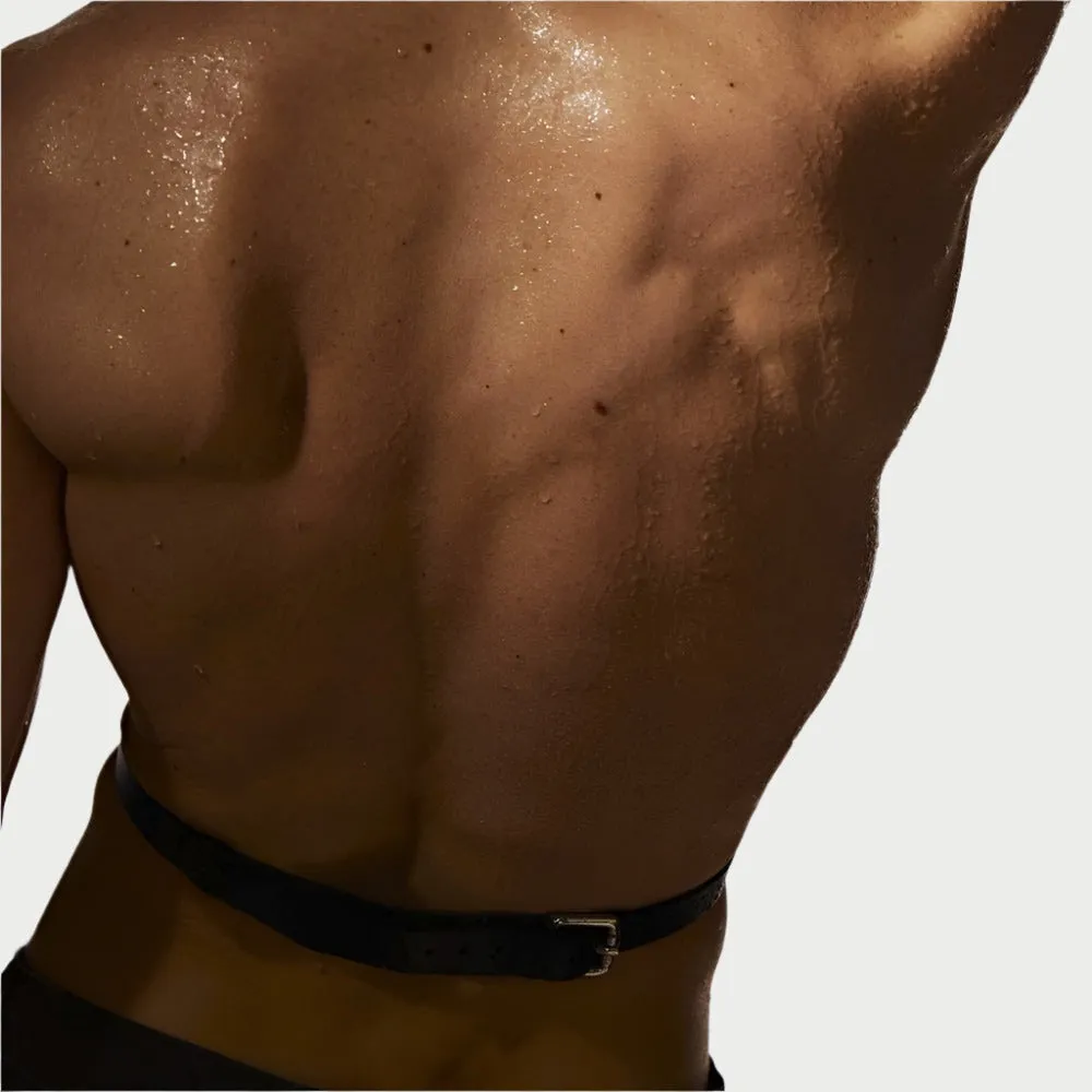 Adjustable Black Leather Chest Harness
