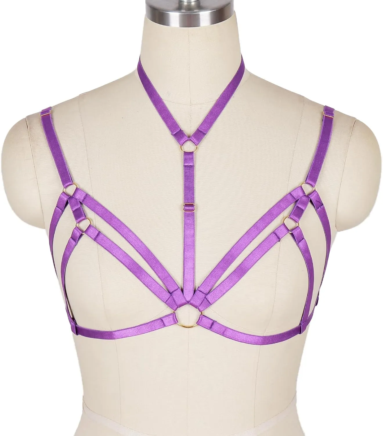 Adjustable Plus Size Punk Gothic Clothing Carnival Party Body Harness Bra Women Caged Bralette