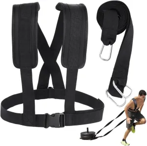 Adjustable Sled Resistance Training Harness with Padded Shoulder Strap for Football & Fitness
