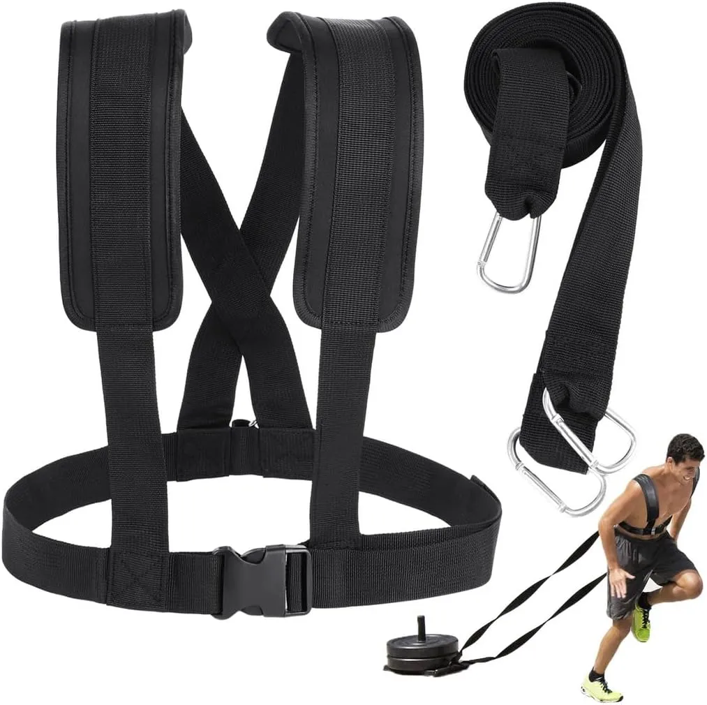 Adjustable Sled Resistance Training Harness with Padded Shoulder Strap for Football & Fitness