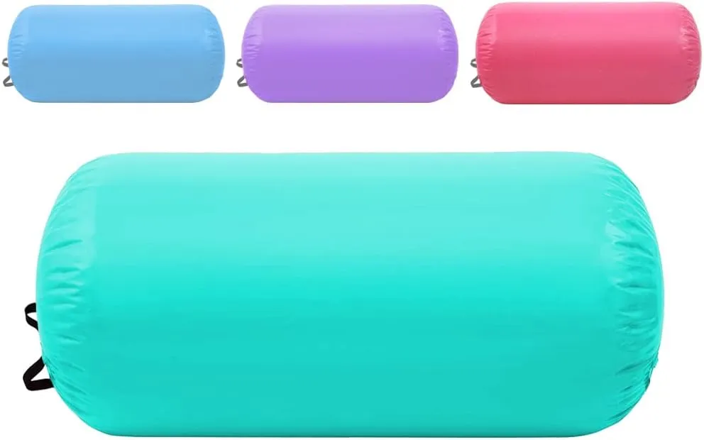 Air Barrel Back Roller Inflatable Tumbling Mat with Electric Pump,Tumble Track Gymnastic Equipment Exercise Mats for Home Use,Gym Training,Cheer leading,Yoga(MINT, 60CM*100CM)