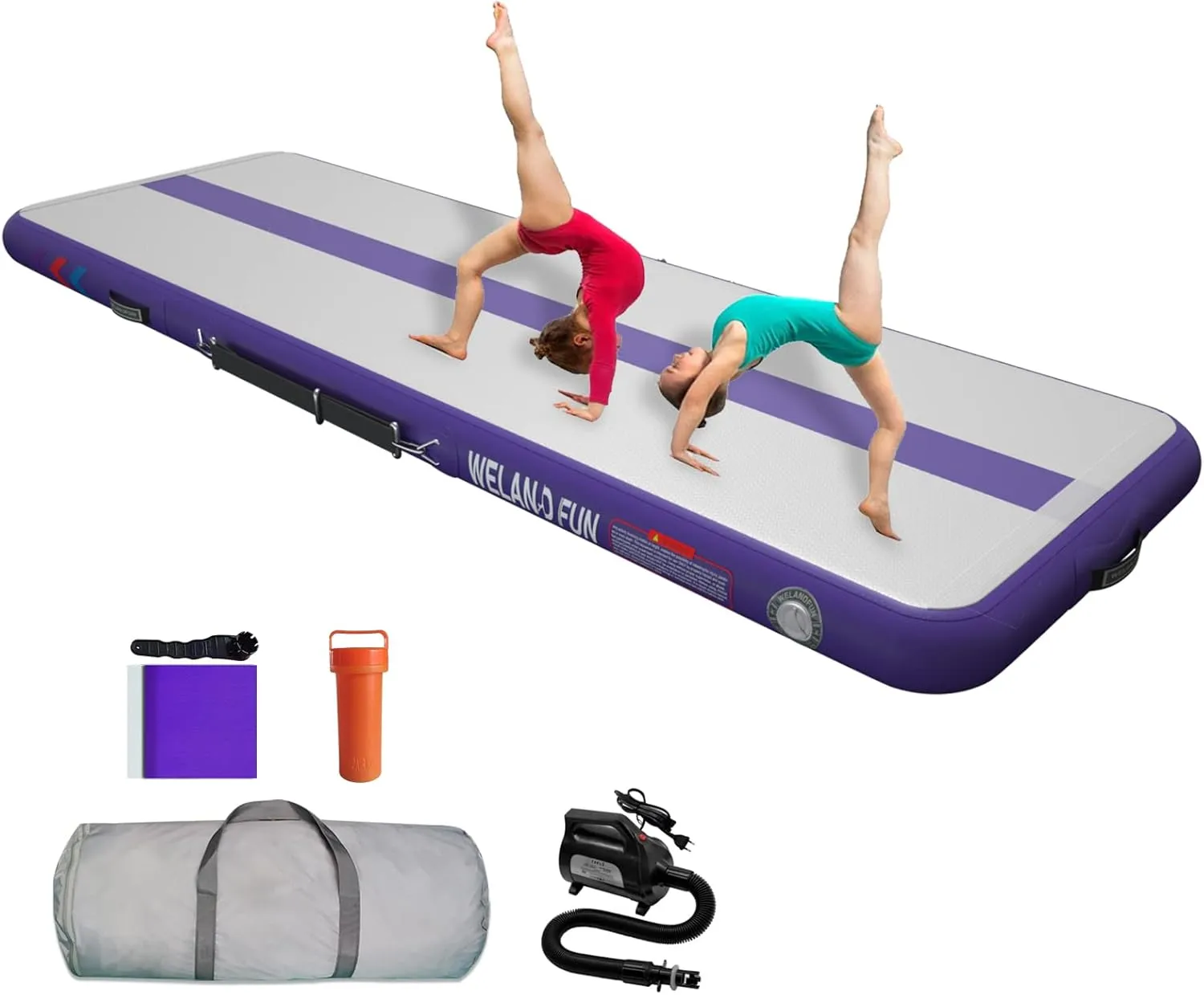 Air Mat Tumble Track 10ft/13ft/16ft/20ft Inflatable Gymnastics Tumbling Mat 4/6/8 inchs Thickness Mats for Home Use/Gym/Yoga/Training/Cheerleading/Outdoor/Beach/Park wih Electric Air Pump