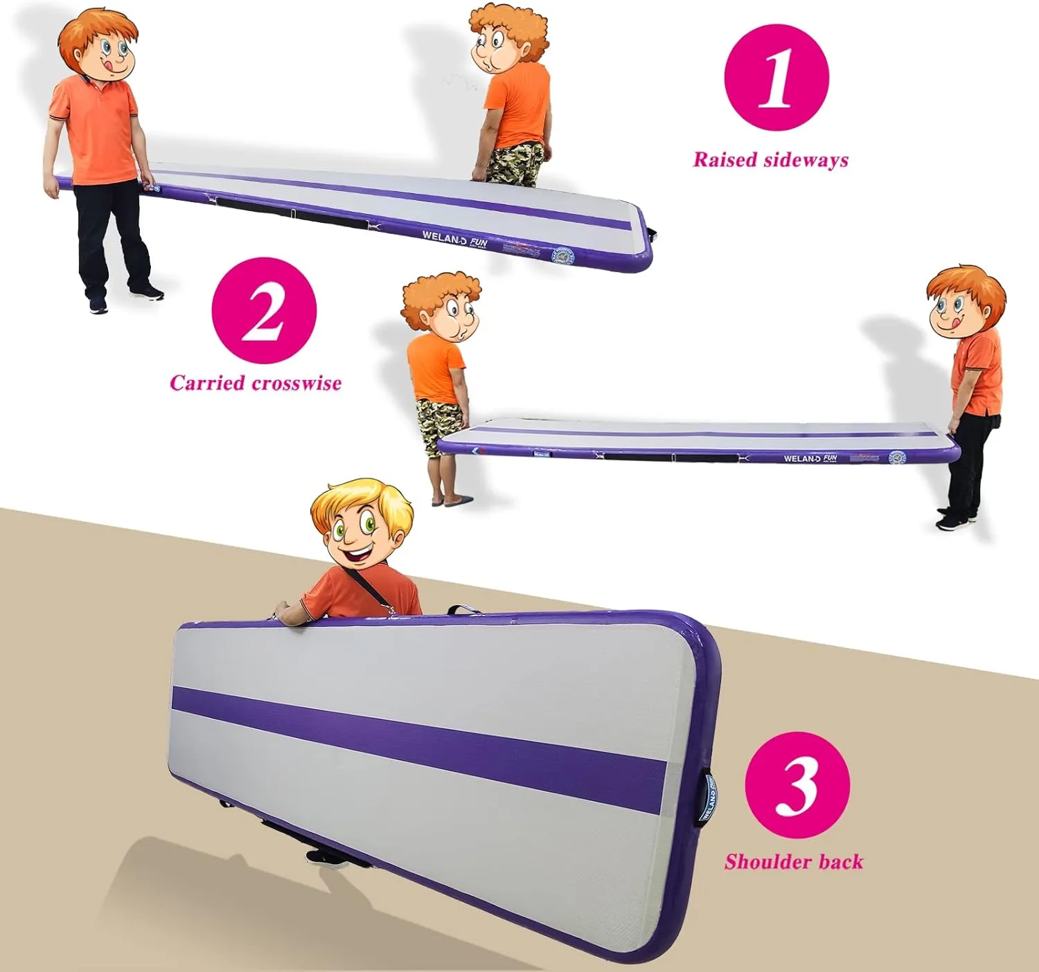 Air Mat Tumble Track 10ft/13ft/16ft/20ft Inflatable Gymnastics Tumbling Mat 4/6/8 inchs Thickness Mats for Home Use/Gym/Yoga/Training/Cheerleading/Outdoor/Beach/Park wih Electric Air Pump