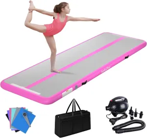 Air Mat Tumble Track 4 inches Thickness Inflatable Gymnastics Mat for Home Use/Training/Cheerleading/Yoga 10/13/16/20ft with Electric Air Pump
