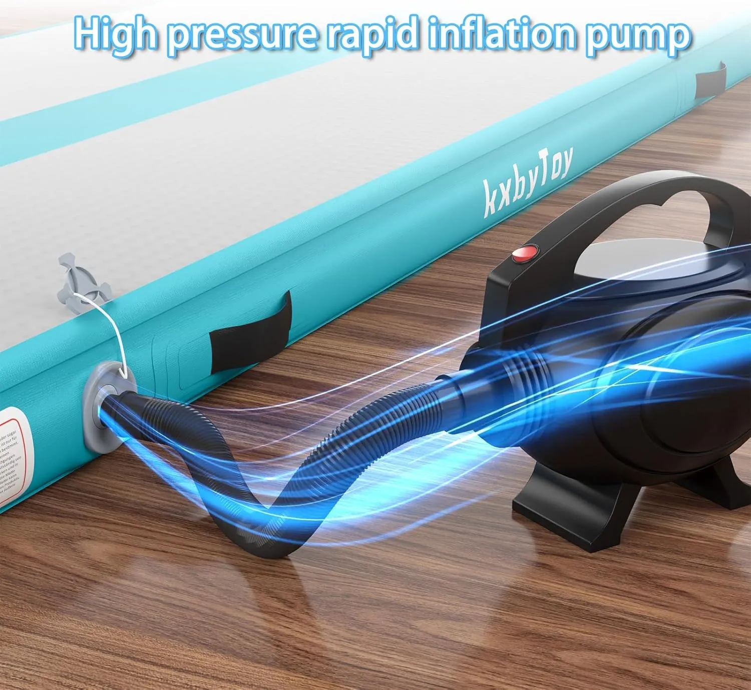 Air Mat Tumble Track 4 inches Thickness Inflatable Gymnastics Mat for Home Use/Training/Cheerleading/Yoga 10/13/16/20ft with Electric Air Pump