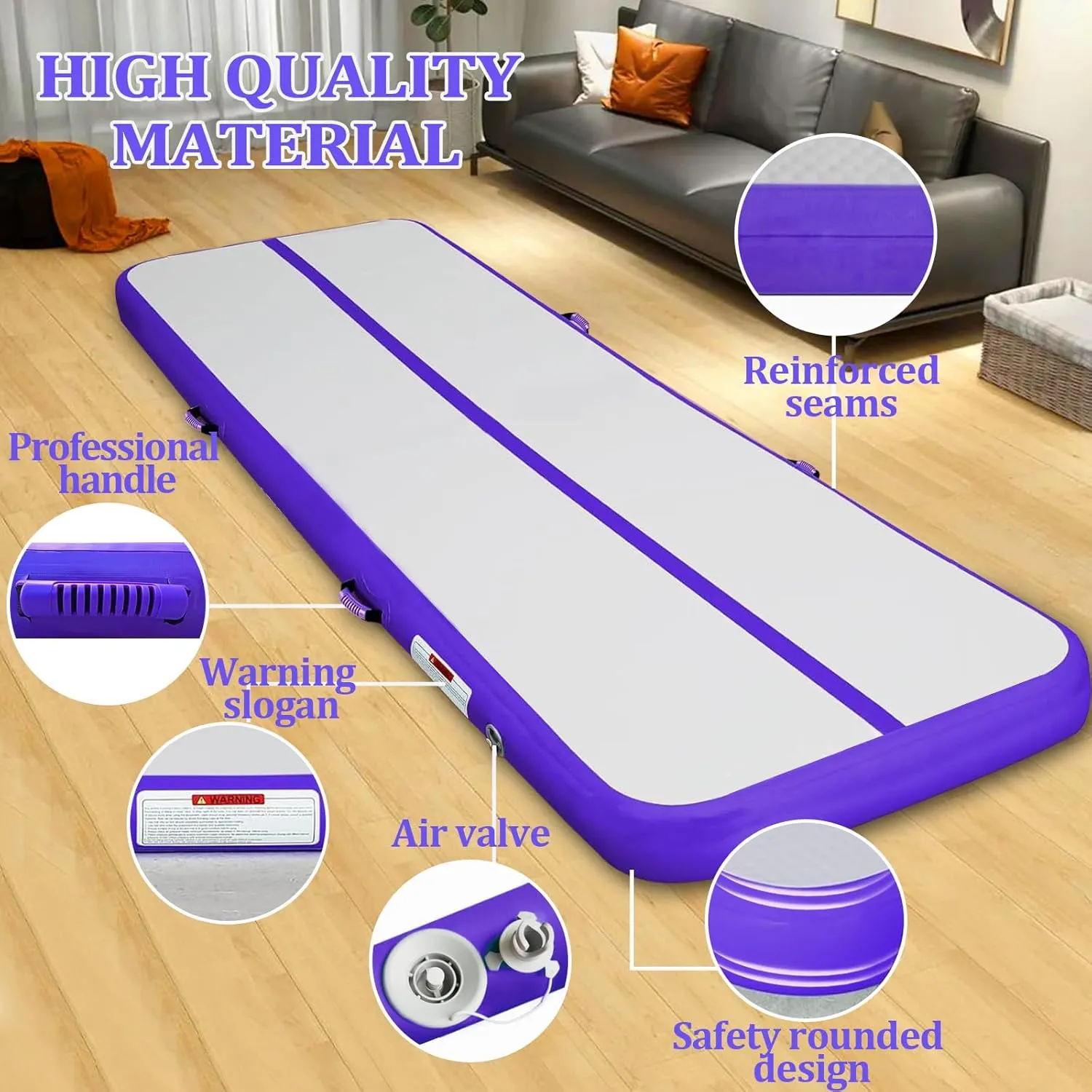 Air Mat Tumble Track, Gymnastics Mats Tumbling Track with Electric Air Pump for Home Use Cheerleading Training Kids Gym Yoga