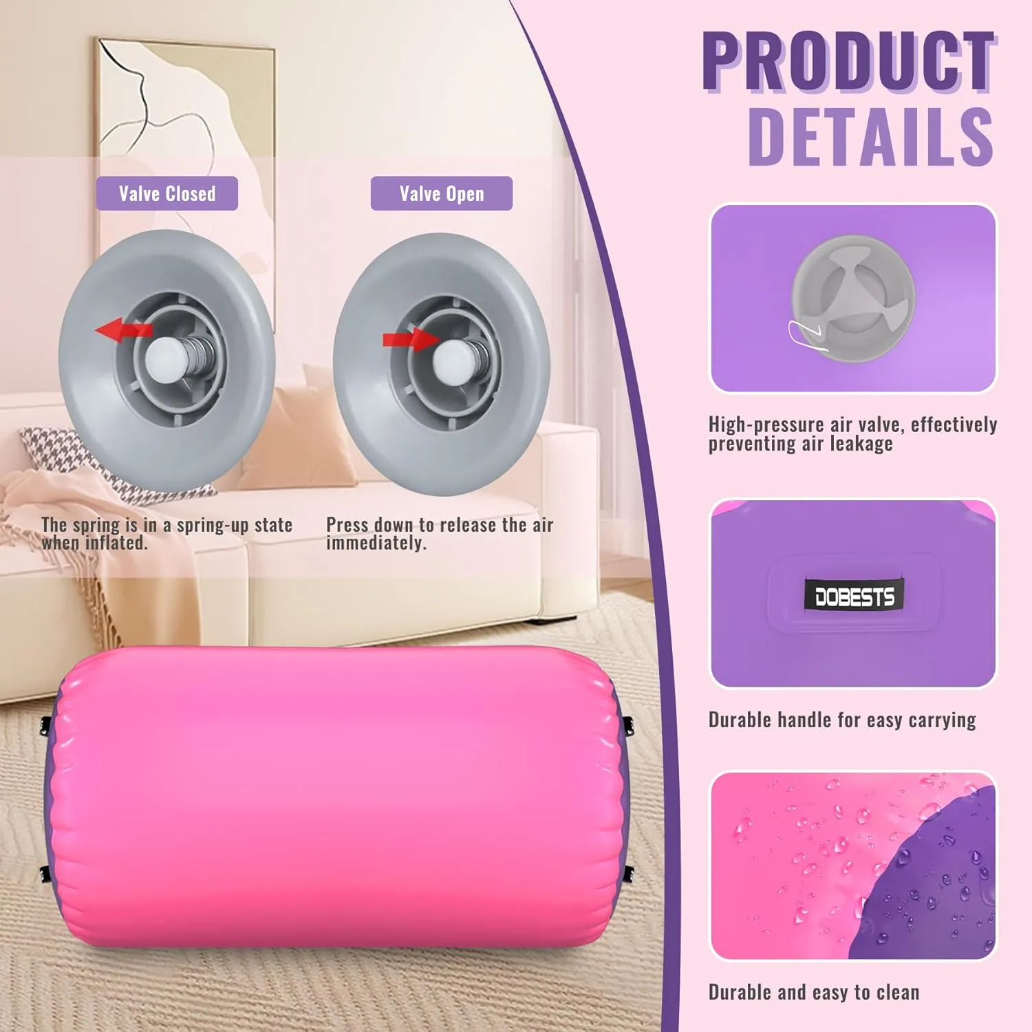 Air Roller Gymnastics Barrel Back Handspring Trainer Tumbling Barrel Yoga Barrel Mat with Electric Air Pump