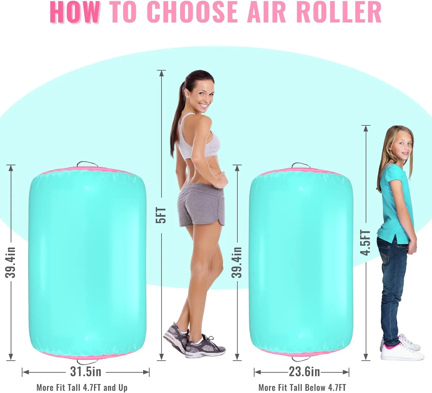 Air Roller Gymnastics Barrel Back Handspring Trainer Tumbling Barrel Yoga Barrel Mat with Electric Air Pump