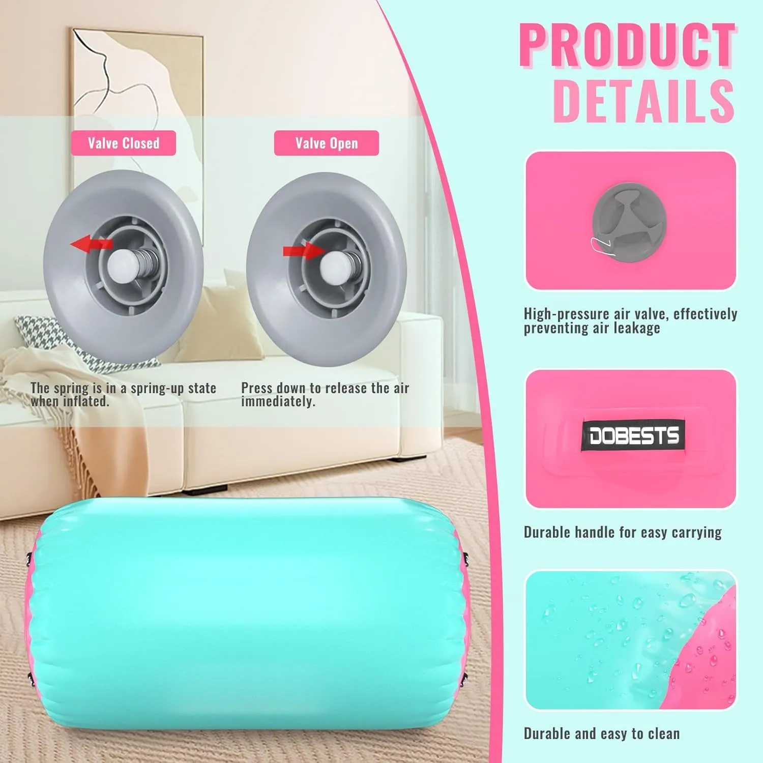 Air Roller Gymnastics Barrel Back Handspring Trainer Tumbling Barrel Yoga Barrel Mat with Electric Air Pump