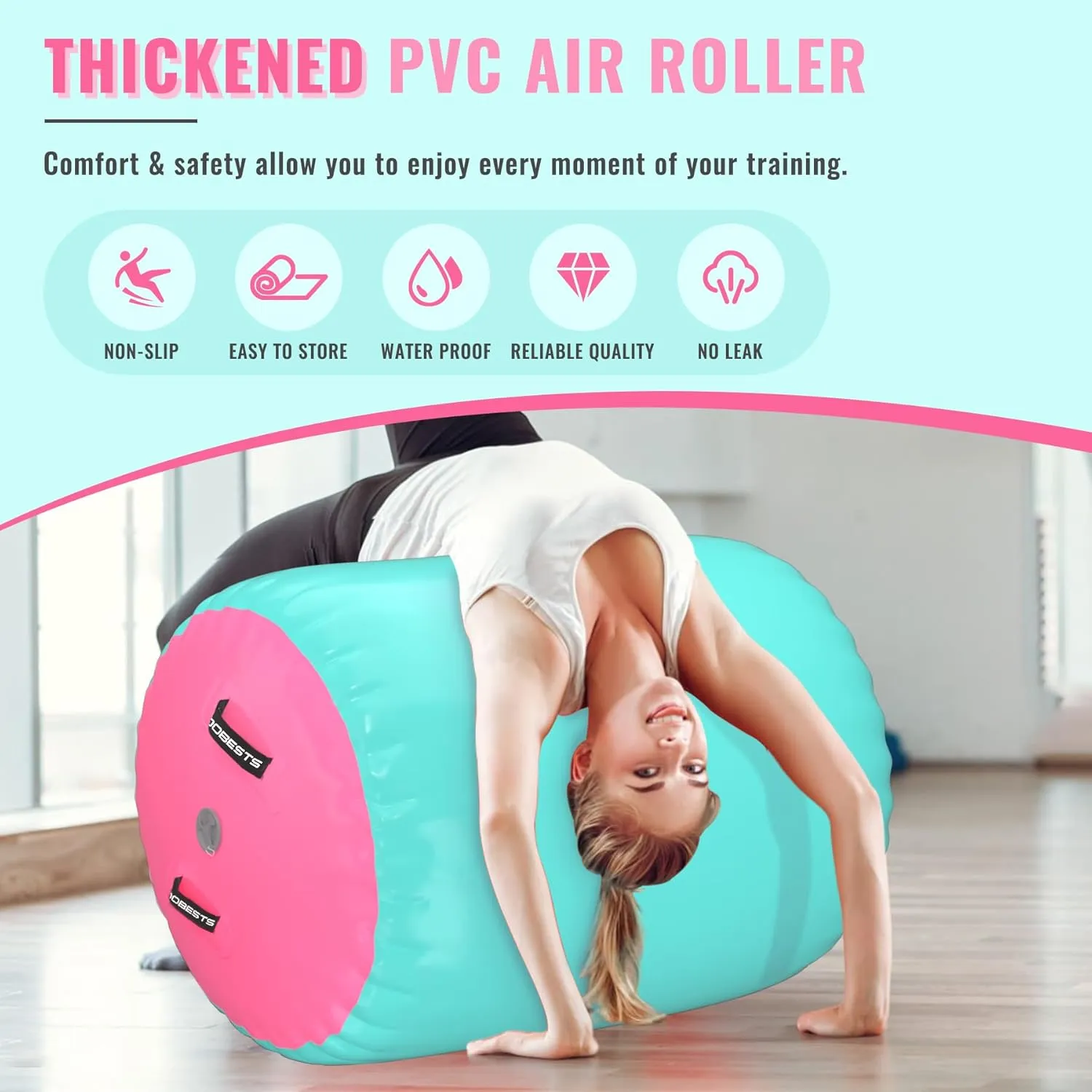 Air Roller Gymnastics Barrel Back Handspring Trainer Tumbling Barrel Yoga Barrel Mat with Electric Air Pump