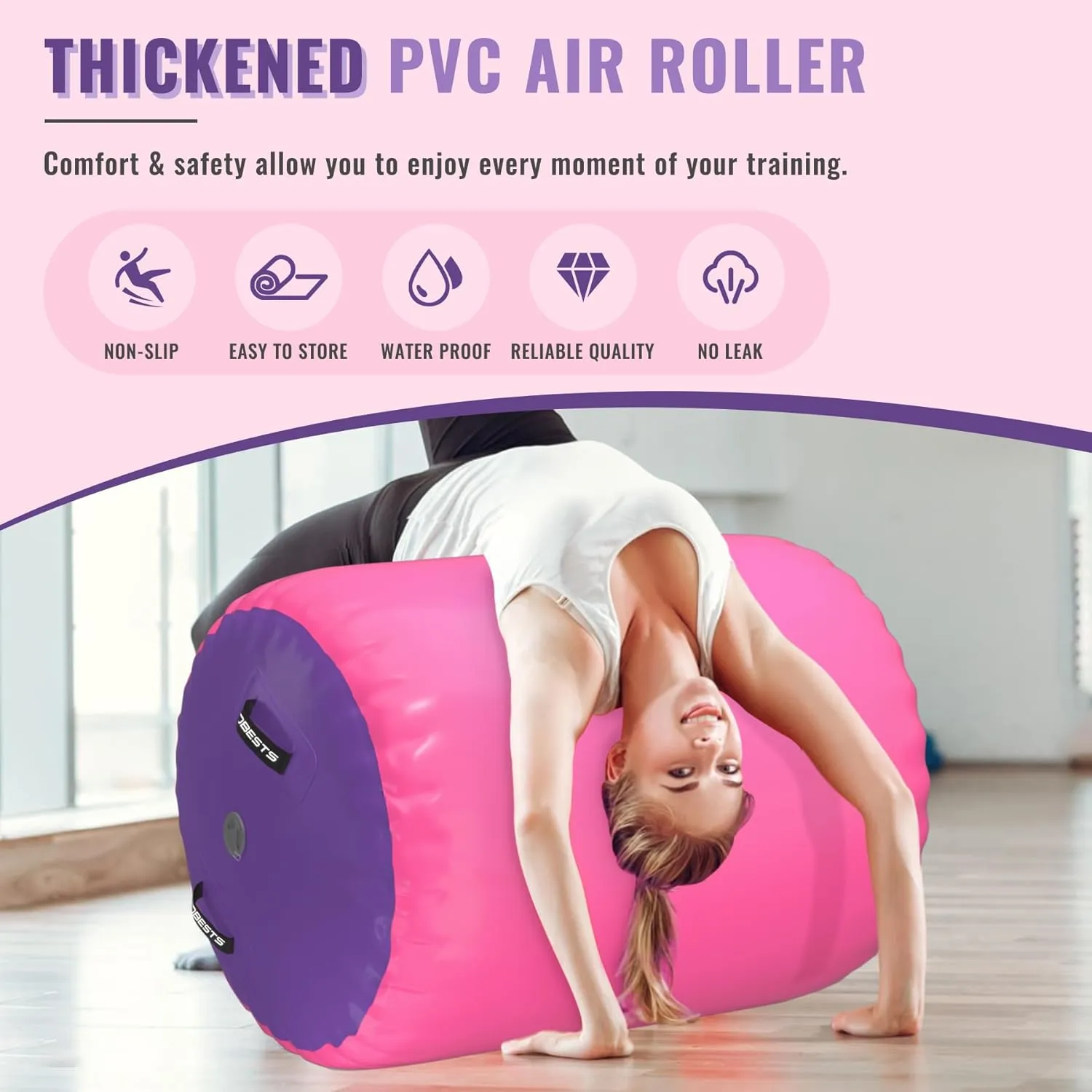 Air Roller Gymnastics Barrel Back Handspring Trainer Tumbling Barrel Yoga Barrel Mat with Electric Air Pump