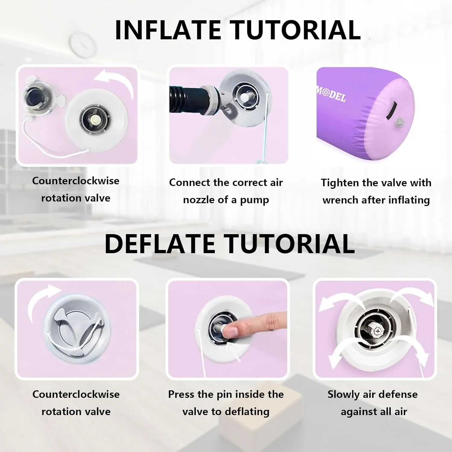 Air Roller Gymnastics Barrel Inflatable Tumbling Roller Air Mat, Air Barrel Gymnastics Tumble Track Mat with Pump for Backhandspring/Training Cheerleading/Yoga/Home and Outdoor Use