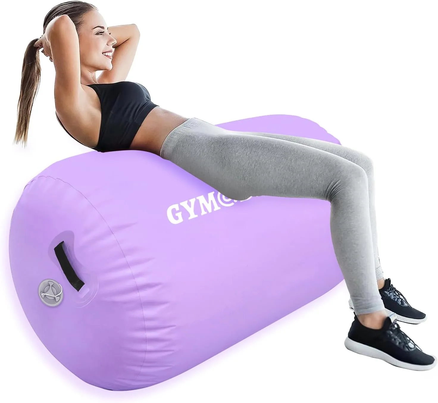 Air Roller Gymnastics Barrel Inflatable Tumbling Roller Air Mat, Air Barrel Gymnastics Tumble Track Mat with Pump for Backhandspring/Training Cheerleading/Yoga/Home and Outdoor Use