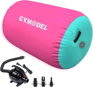 Air Roller Gymnastics Barrel Inflatable Tumbling Roller Air Mat, Air Barrel Gymnastics Tumble Track Mat with Pump for Backhandspring/Training Cheerleading/Yoga/Home and Outdoor Use