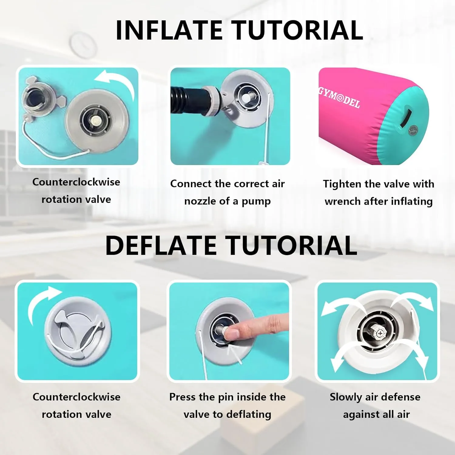 Air Roller Gymnastics Barrel Inflatable Tumbling Roller Air Mat, Air Barrel Gymnastics Tumble Track Mat with Pump for Backhandspring/Training Cheerleading/Yoga/Home and Outdoor Use