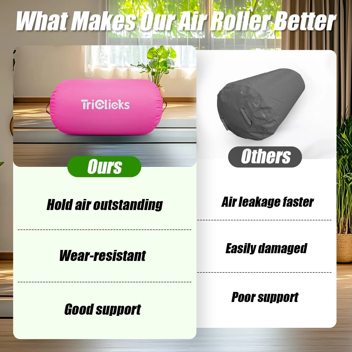 Air Roller Gymnastics Barrel Inflatable Tumbling Roller Air Octagon Mat for Backhandspring Training Home Use