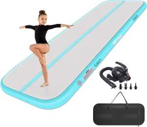 Air Tumble Track Mat 6.6ft 10ft 13ft 16ft 20ft Inflatable Gymnastics Tumbling Mat with Air Pump for Kids Adults, 4/8 inch Thick Gymnastic Mats for Home Use Gym Outdoor Cheerleading Training