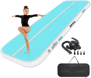 Air Tumble Track Mat 6.6ft 10ft 13ft 16ft 20ft Inflatable Gymnastics Tumbling Mat with Air Pump for Kids Adults, 4/8 inch Thick Gymnastic Mats for Home Use Gym Outdoor Cheerleading Training