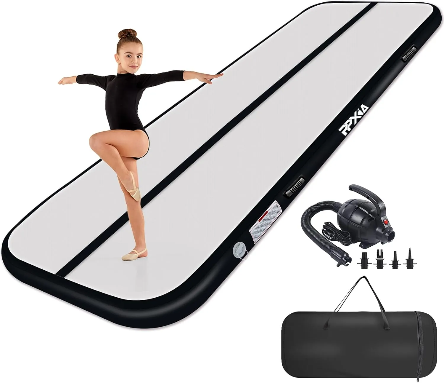 Air Tumble Track Mat 6.6ft 10ft 13ft 16ft 20ft Inflatable Gymnastics Tumbling Mat with Air Pump for Kids Adults, 4/8 inch Thick Gymnastic Mats for Home Use Gym Outdoor Cheerleading Training