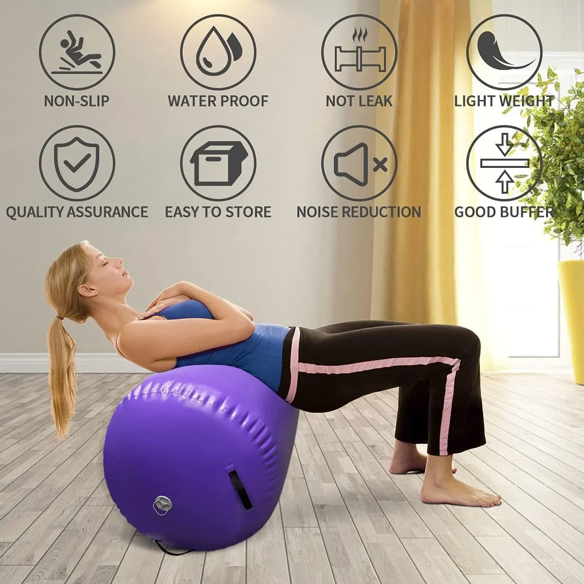 Air Tumbling Mat Tumble Track With Electric Pump，Inflatable Gymnastics Barrel Roller for Home Use,Gym Training,Cheer leading,Yoga
