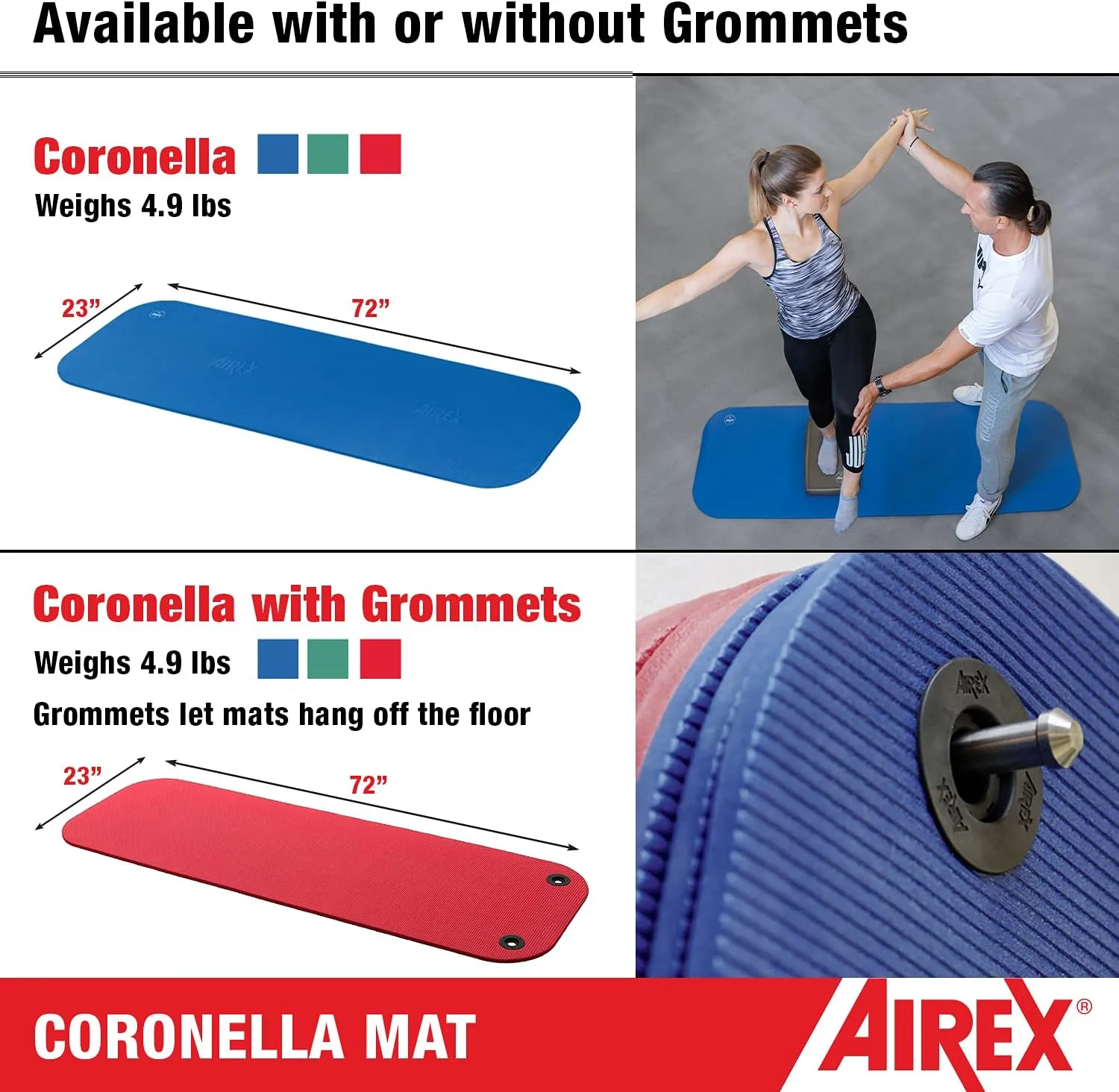 AIREX Official Coronella Exercise Mat - Home Workout Mat for Rehabilitation, Strength Training, Aerobics, Water Fitness, Exercise, Home Workouts, Floor Exercises with Premium Foam