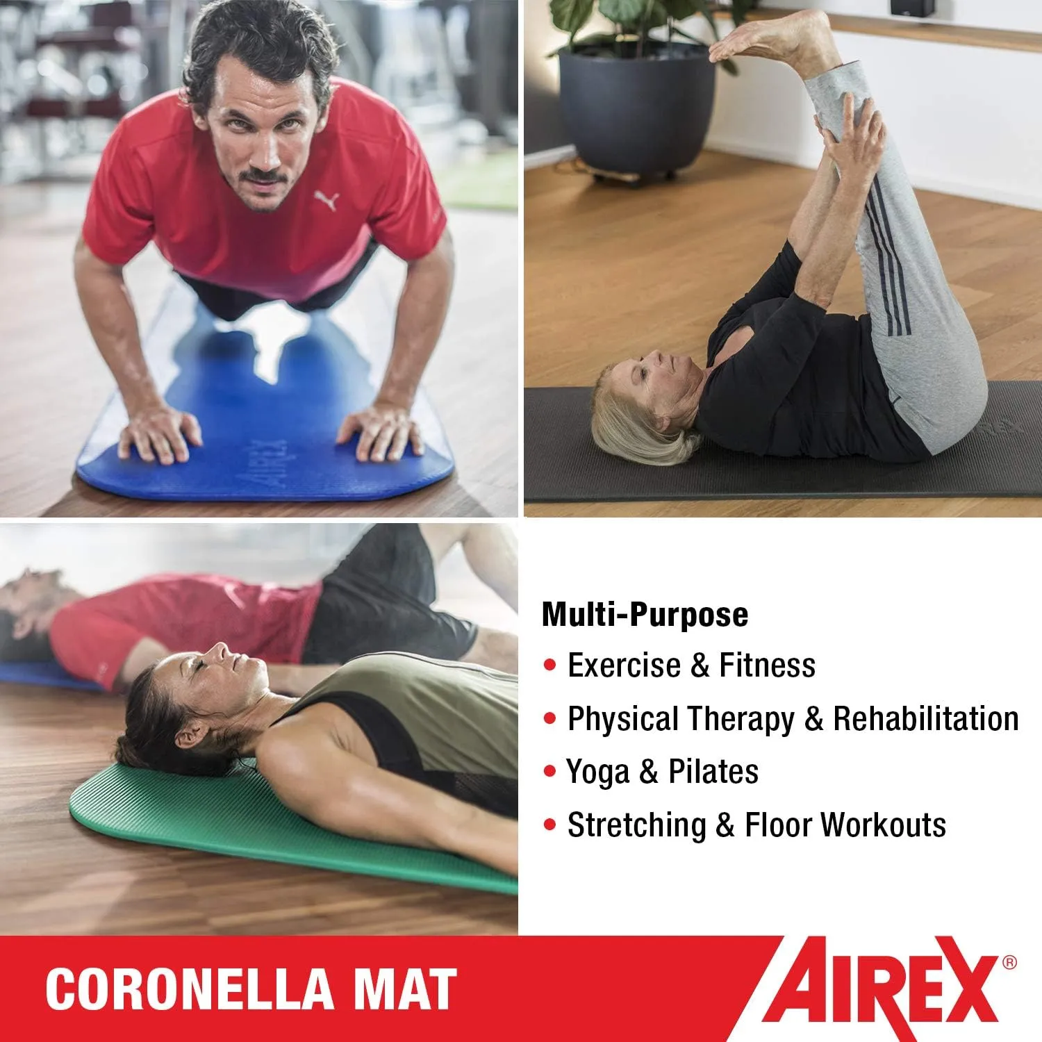 AIREX Official Coronella Exercise Mat - Home Workout Mat for Rehabilitation, Strength Training, Aerobics, Water Fitness, Exercise, Home Workouts, Floor Exercises with Premium Foam
