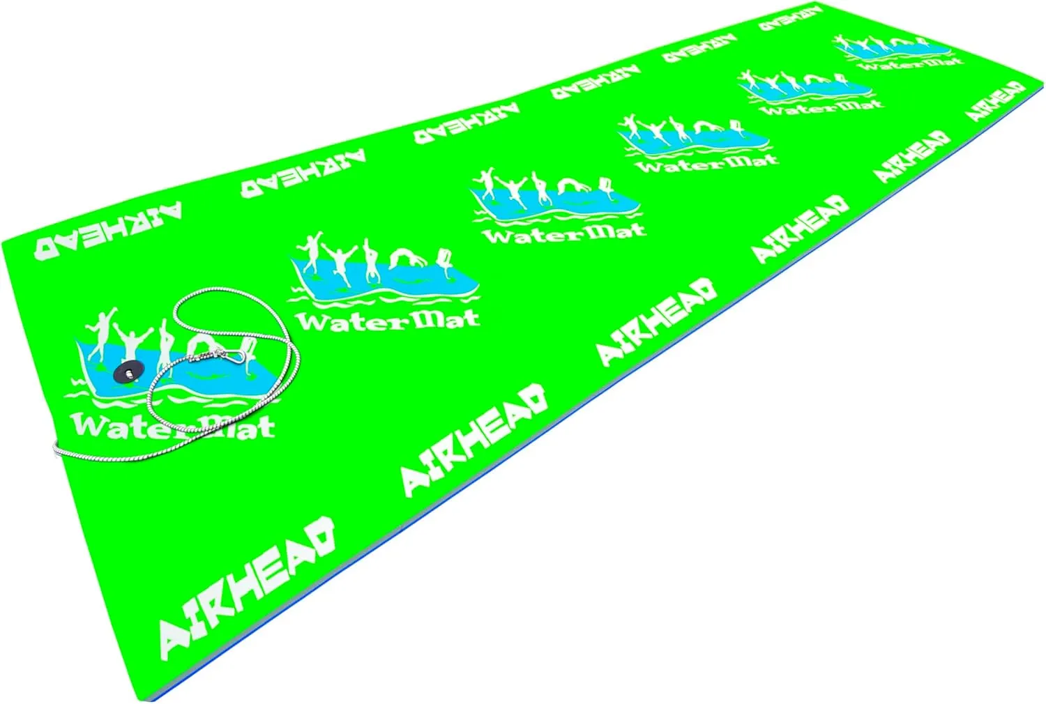 Airhead Floating Watermat, Tear-Resistant XPE Foam Floating Mat for Beach, Ocean, Lake, Green & Blue, 18' x 6' x 2"