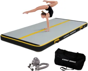 AirMat Nordic Carbon Air Mat Tumble Track 10ft/13ft/16ft/20ft/26ft with Electric Air Pump, Inflatable Gymnastics Mat for Home, Best for Gymnastics, Cheerleading, Tumbling Mat