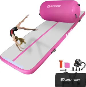 AKSPORT Air Roller Gymnastics Air Barrel for Backbends and Back Handsprings Exercise Training with Electric Air Pump for Home Use/Yoga/Cheerleading/Tumbling/Back Walkovers