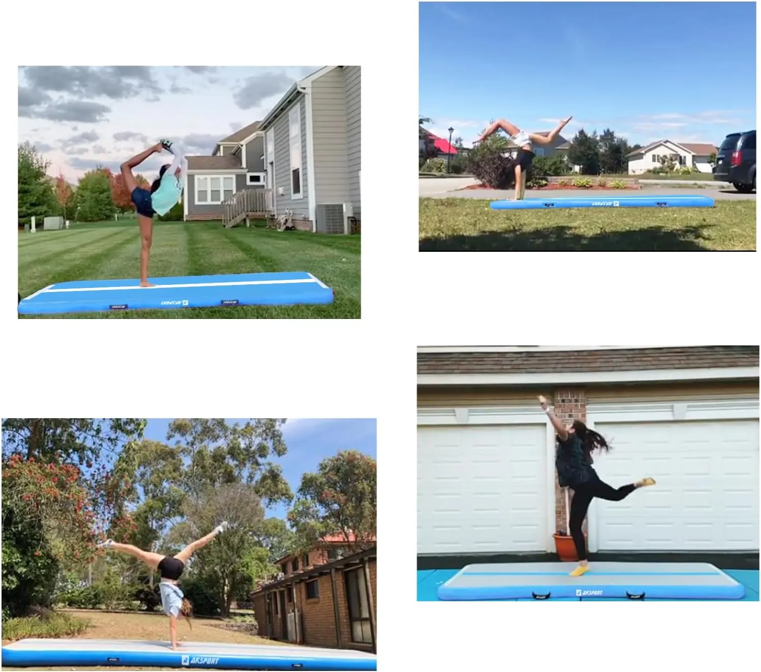 AKSPORT Gymnastics Air Mat Tumble Track Tumbling Mat Inflatable Floor Mats with Air Pump for Home Use/Tumble/Gym/Training/Cheerleading/Parkour/Beach/Park/Water